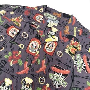 Vtg BIG DOGS XL Men's All Over Print‎ Gray Button Up S/S Shirt Chill & Gill Bear